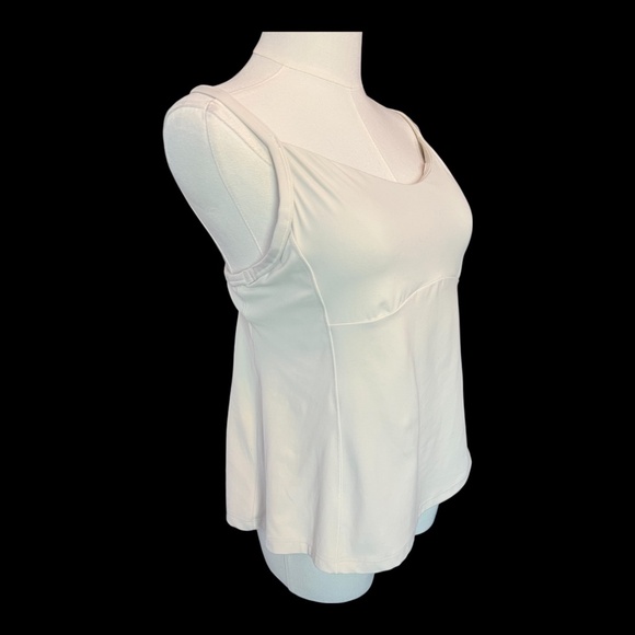 🏋️ EUC ATHLETA Cream “Vital” Racerback Tank Top w/ Built-In Bra Sz L - Picture 3 of 8